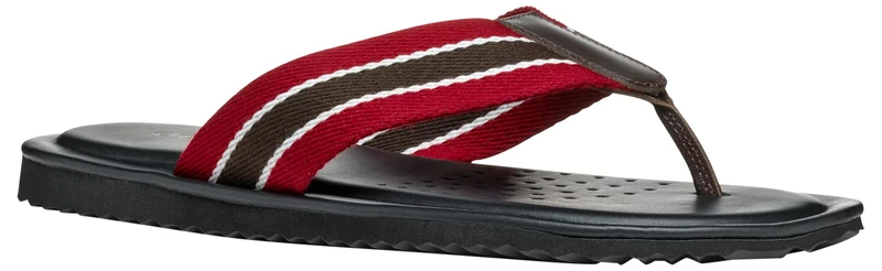Geox Men's U ERICE B Slide Sandal, Dk Coffee/Red, 6 UK