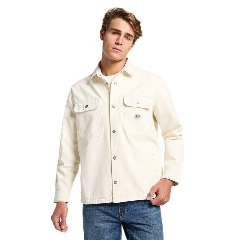 Lee Men's Workwear Overshirt Shirt, Ecru, XL