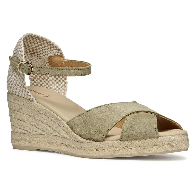 Geox Women's D GELSA Low A Wedge Sandal, Musk, 7 UK