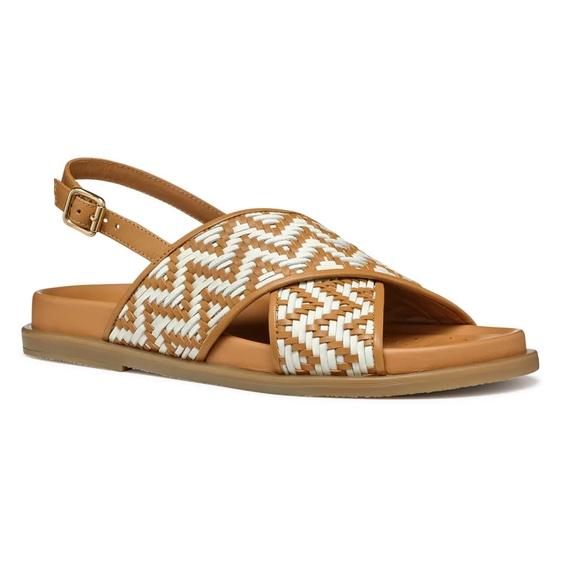 Geox Women's D ADELASH E Slide Sandal, Camel/Papyrus, 2.5 UK