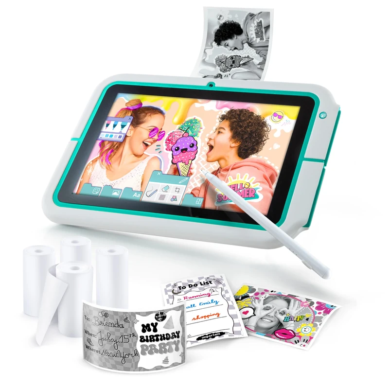 Pad Creator Instant Print Tablet – 8″ Kids Touchscreen with Stylus, 12MP Camera & Built-In Printer – Includes Paper Rolls & Stickers – Safe, Creative Tech Gift for Boys & Girls Aged 6+
