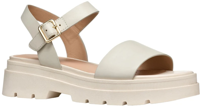 Geox Women's D ADACTER S D Flat Sandal, Lt Sand, 7 UK