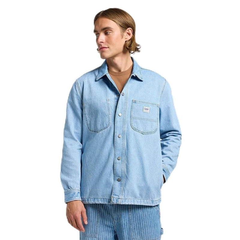 Lee Men's RLX Wrkwear Overshirt Shirt, Skyline Wash, L