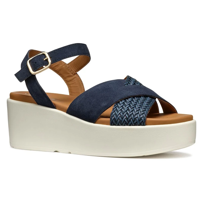 Geox Women's D XAND 2.2S B Wedge Sandal, Navy, 7.5 UK