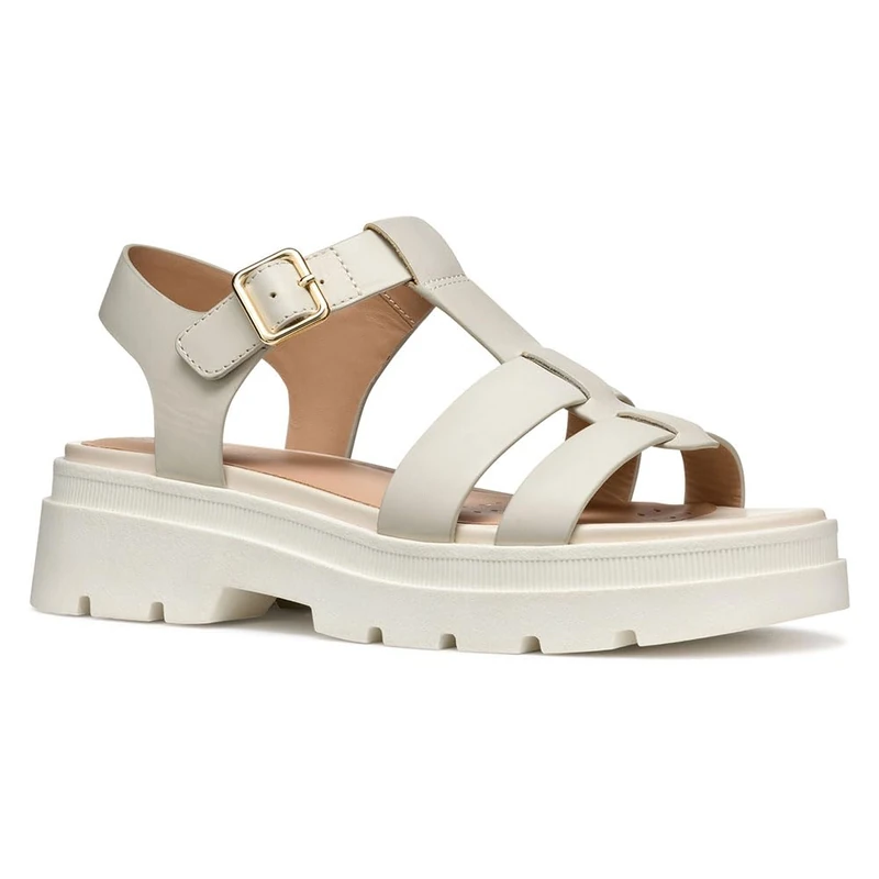 Geox Women's D ADACTER S B Flat Sandal, Lt Sand, 7 UK