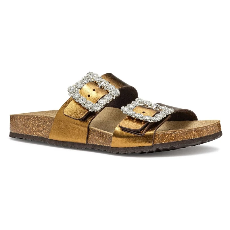 Geox Women's D BRIONIA R A Flat Sandal, Coffee, 4 UK