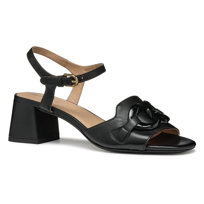 Geox D NEW ERAKLIA 50 T C, Women’s Heeled Sandal, Black,