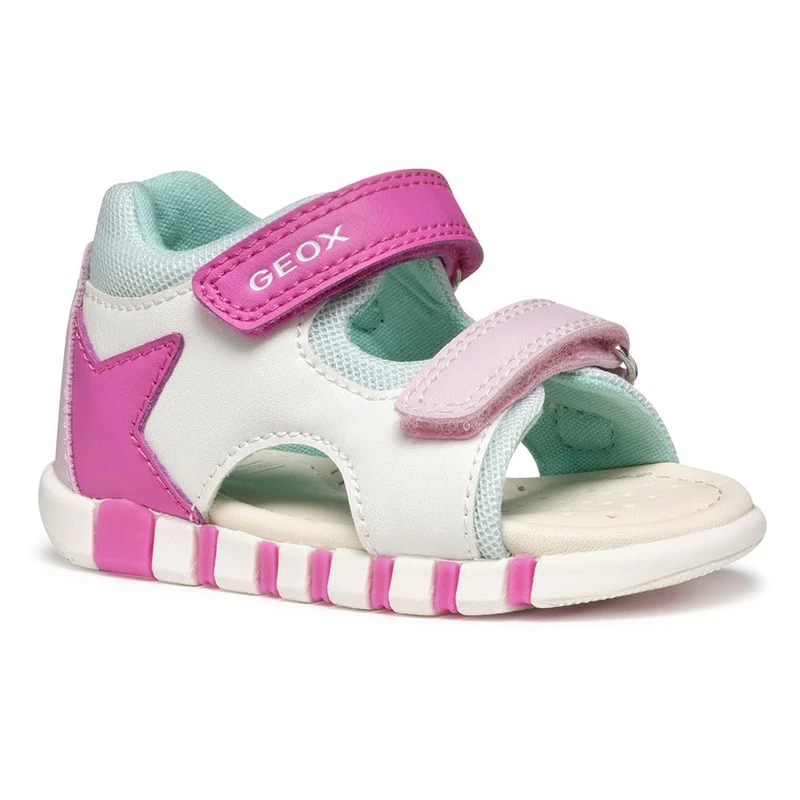 Geox Baby Girls B Sandal IUPIDOO Gir, White/Fuchsia, 5 UK Child