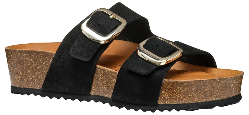 Geox Women's D BRIONIA H A Flat Sandal, Black, 6 UK