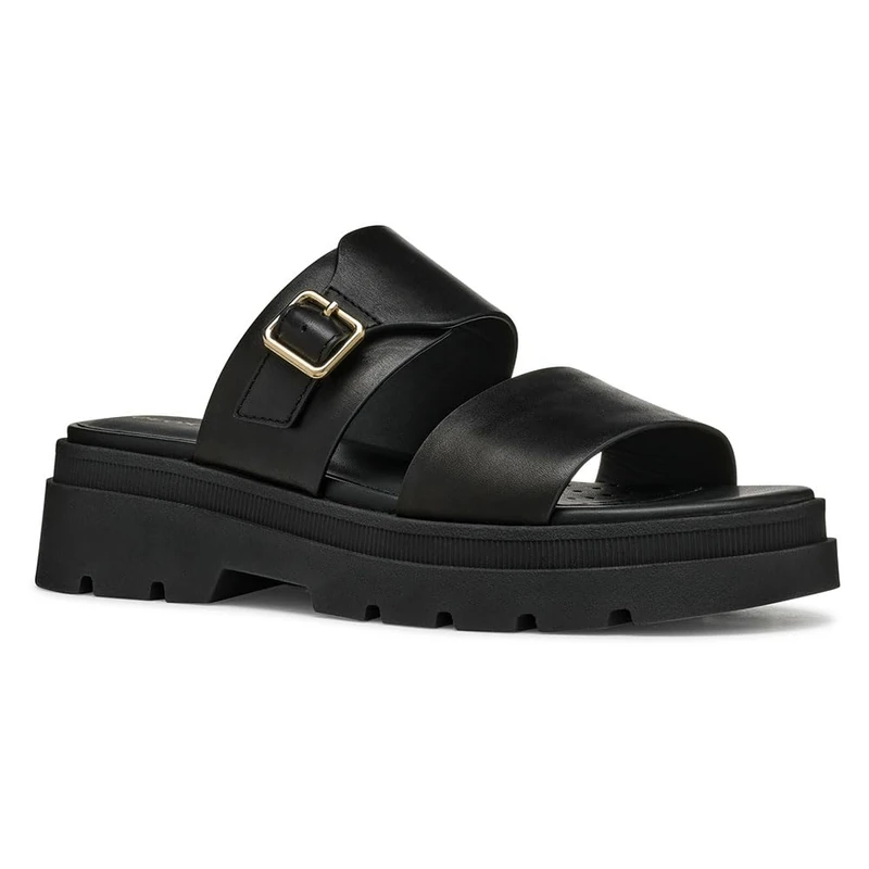 Geox Women's D ADACTER S A Flat Sandal, Black, 7.5 UK