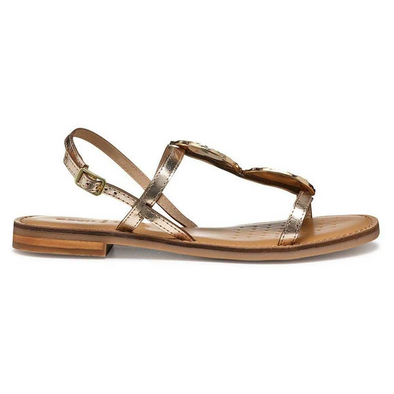 Geox Women's D MADDALUSIAC F Slide Sandal, Lt Gold, 4 UK