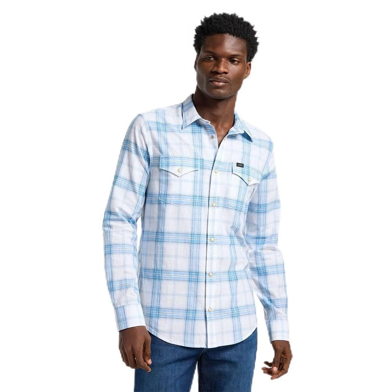 Lee Men's Clean Western Shirt, Stream Bright White, M