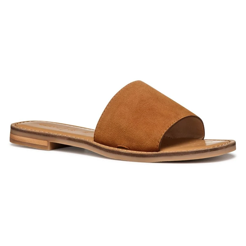 Geox Women's D MADDALUSIAC L Slide Sandal, Camel, 4 UK
