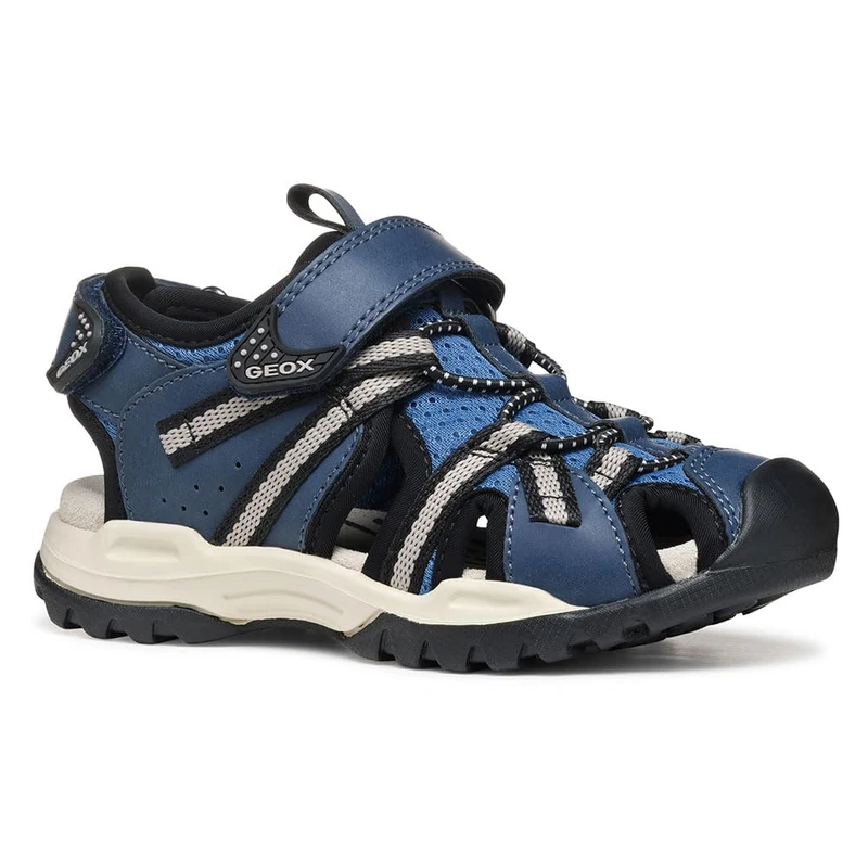 Geox J Borealis BOY B Sandal, Denim/Grey, 2 UK
