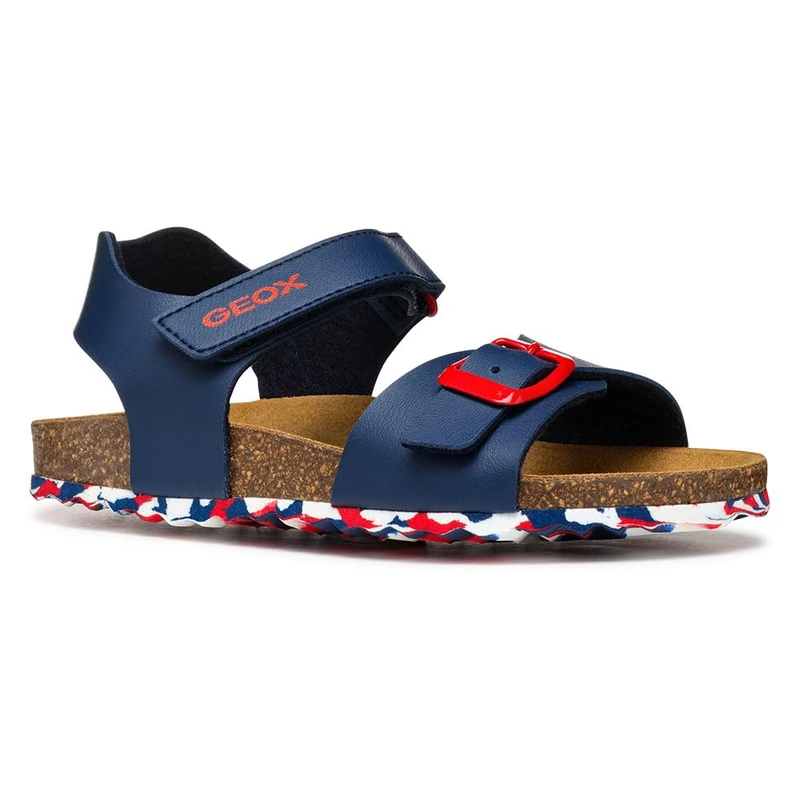 Geox Boys J Ghita Boy B Sandal, Navy White Red, 1 UK