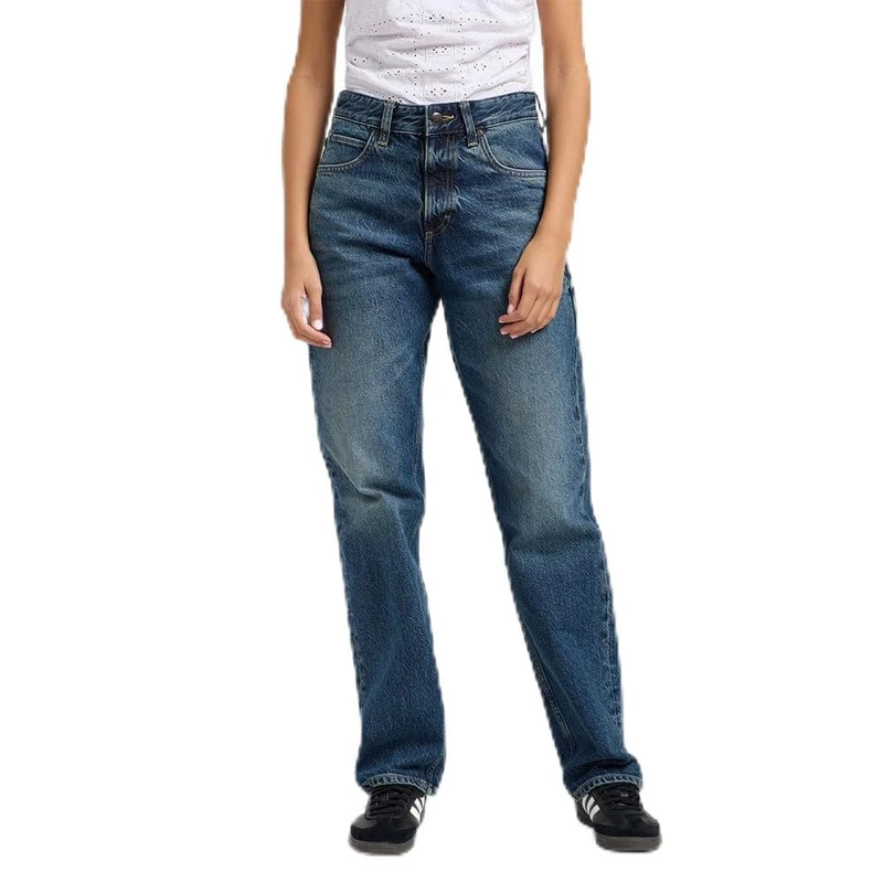 Lee Women's Rider Loose Straight Fit Straight Leg Jeans, Dark Retreat, 25W x 33L