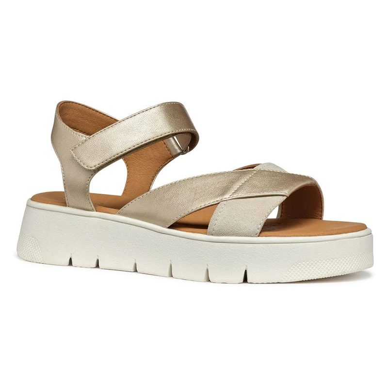 Geox Women's D DANDRA 40 B Sandal, Lt Gold/Lt Taupe, 4 UK