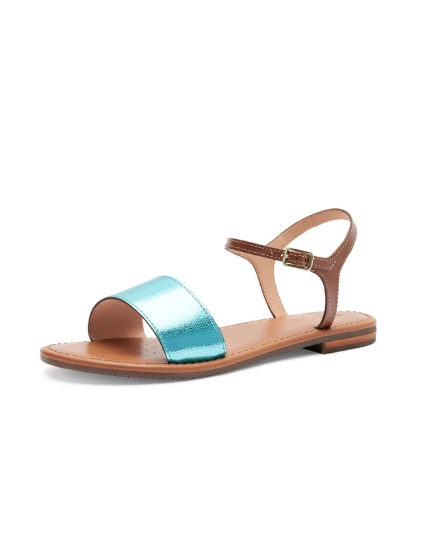 Geox Women's D Sozy S J Slide Sandal, Azure/Camel, 6.5 UK