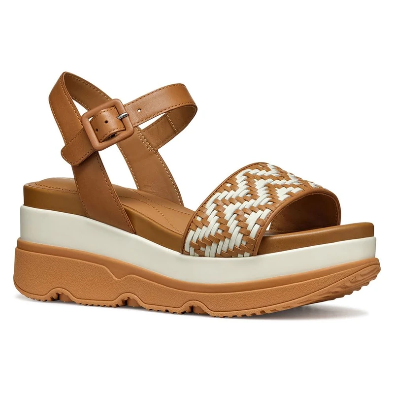 Geox Women's D Gardenia A Wedge Sandal, Camel/Papyrus, 6 UK