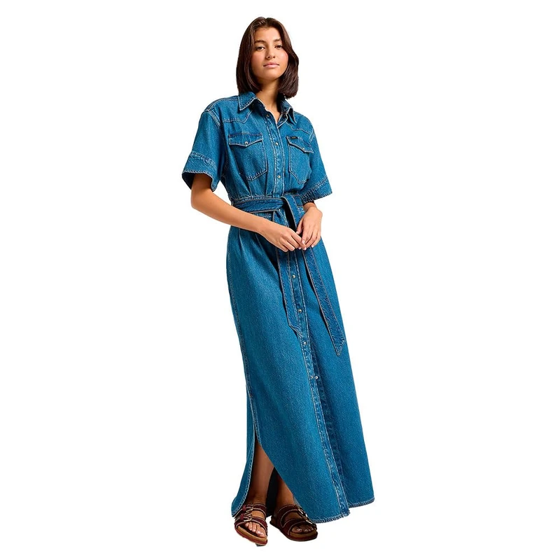 Lee Women's Ss Maxi Western Dress Casual, Berry Bowl, S