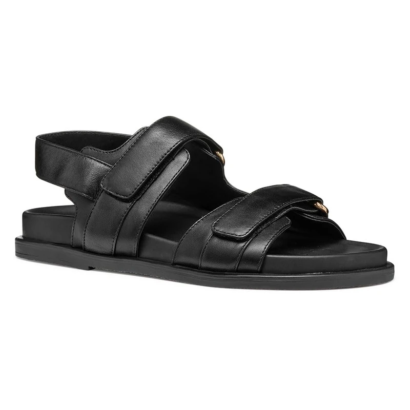 Geox Women's D ADELASH C Slide Sandal, Black, 6 UK