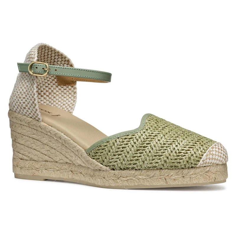 Geox Women's D GELSA Low E Wedge Sandal, Mint, 4 UK