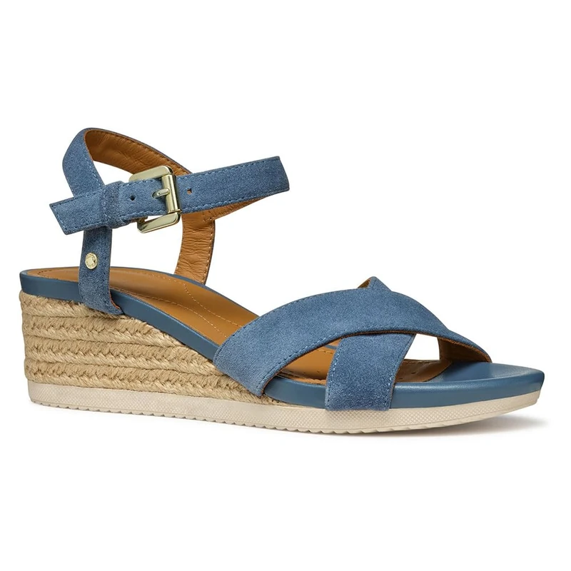 Geox Women's D Ischia Corda B Wedge Sandal, Avio, 7 UK