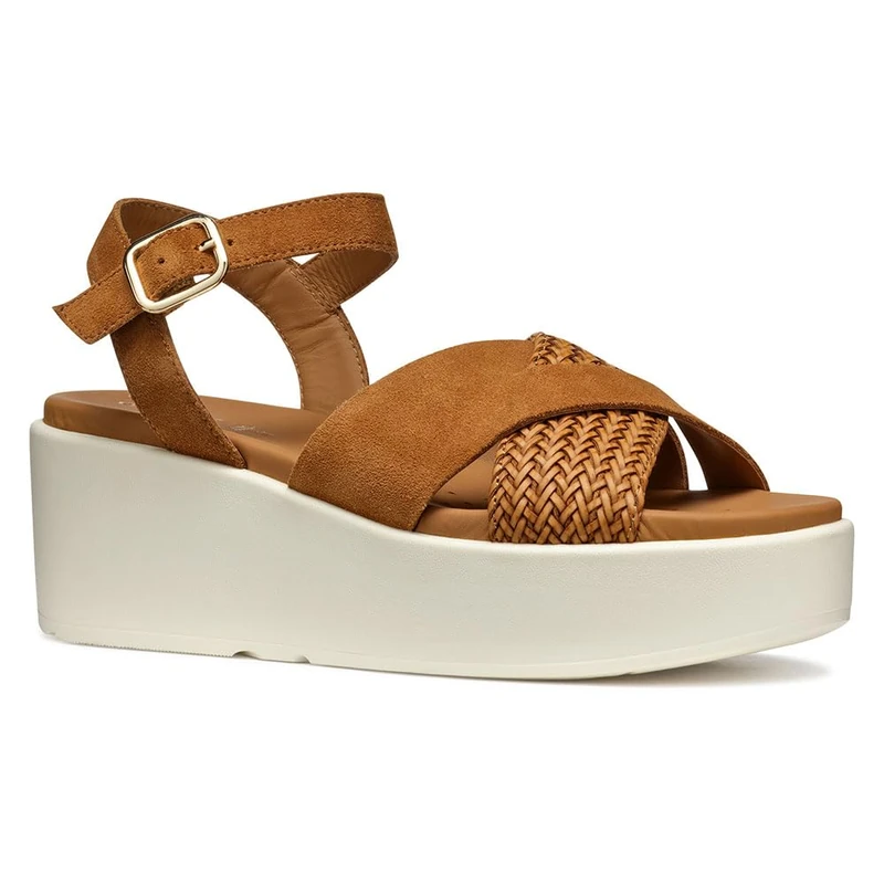 Geox D XAND 2.2S B, Women’s Wedge Sandal, Cognac,