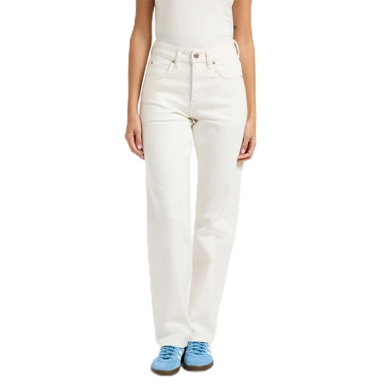 Lee Women's Rider Classic Relaxed Straight Fit Straight Leg Trousers, Vintage White, 29W x 33L