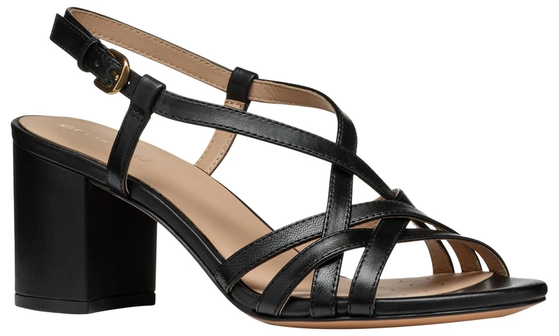 Geox Women's D VIRNILISA 65 S B Heeled Sandal, Black, 5 UK