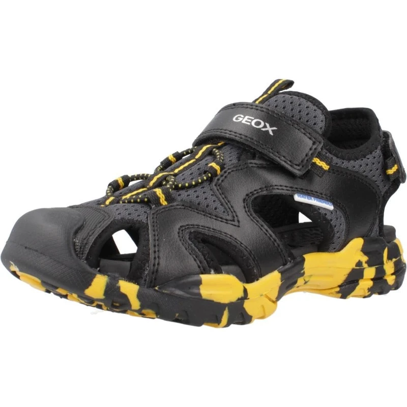 Geox J Borealis BOY C Sandal, Black/Yellow, 6.5 UK
