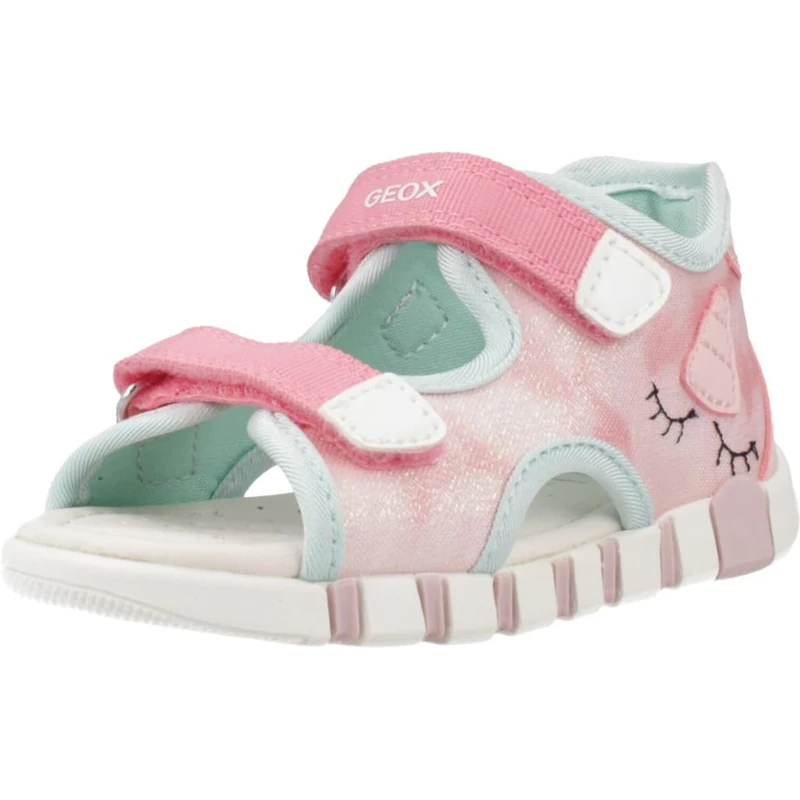 Geox Baby Girls B Sandal IUPIDOO Gir, Salmon/White, 7 UK Child