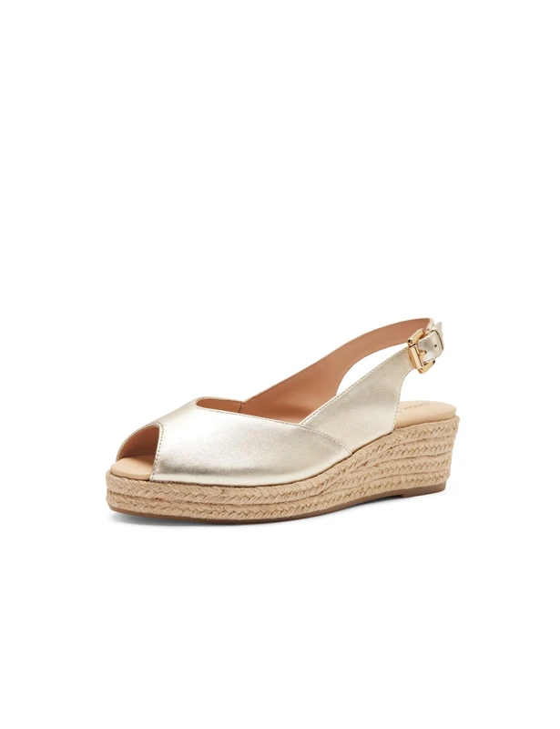 Geox Women's D IBERIDE A Wedge Sandal, Lt Gold, 6 UK