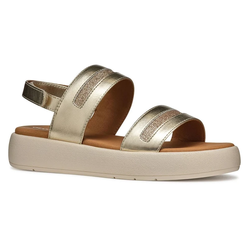Geox Women's D CAMALEI C Flat Sandal, Lt Gold, 4 UK