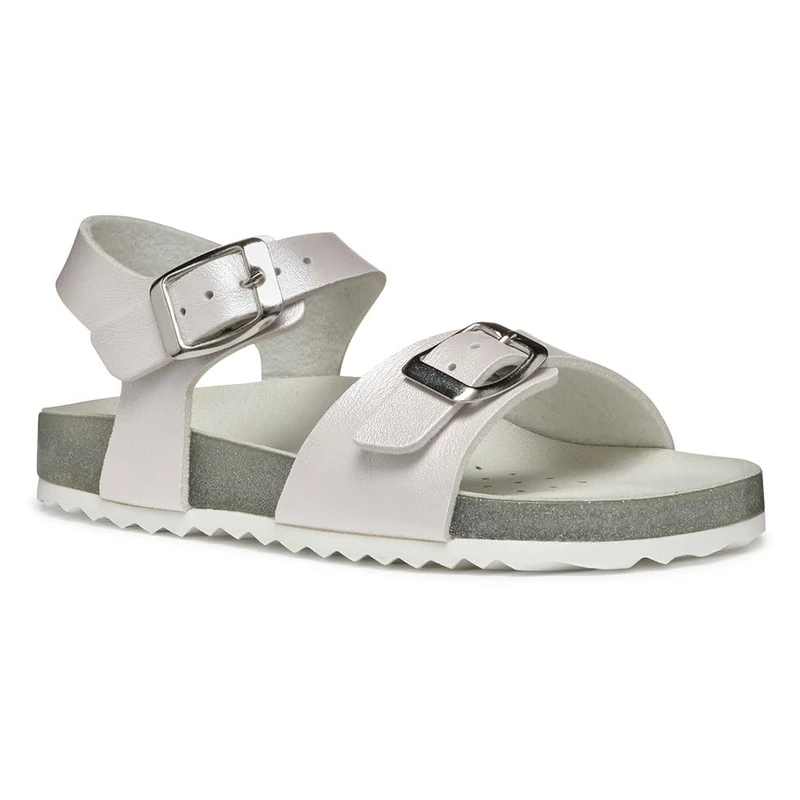 Geox J Adriel Girl I Sandal, White/Silver, 4.5 UK