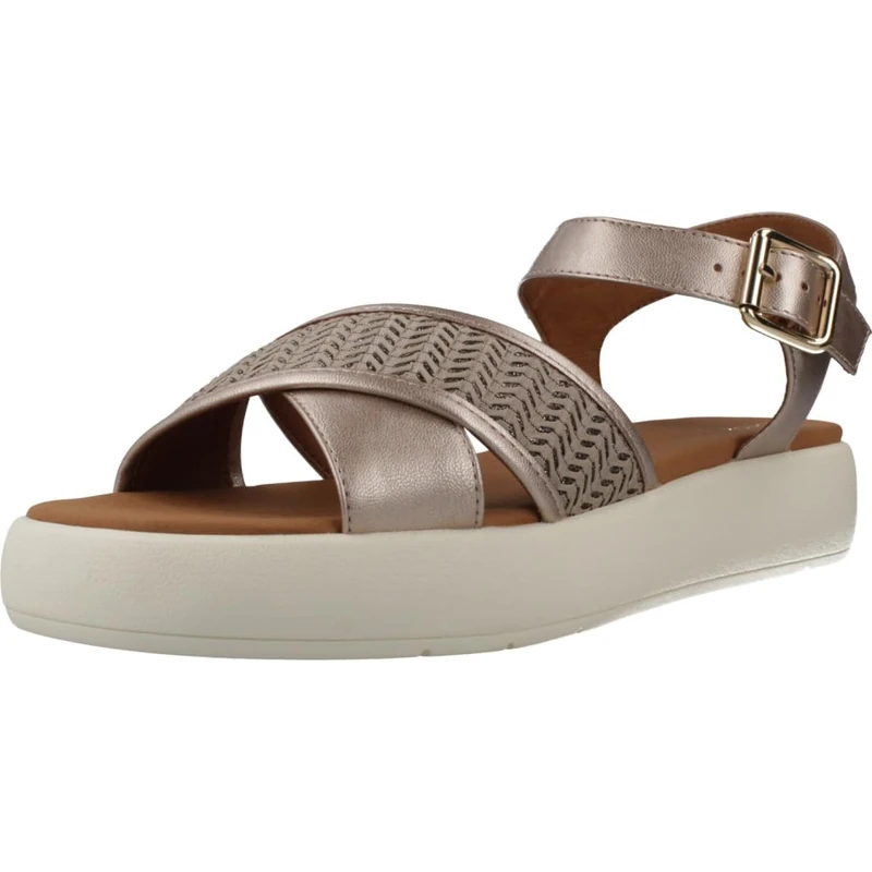 Geox Women's D CAMALEI F Flat Sandal, Champagne, 4 UK