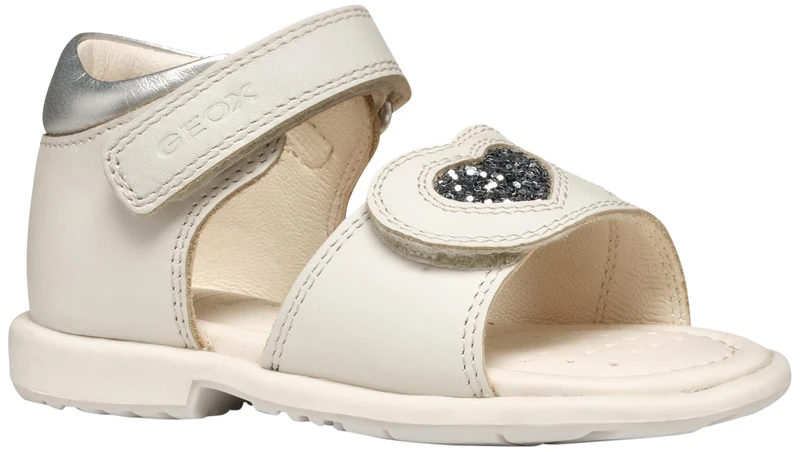 Geox Baby Girls B VERRED B Sandal, White/Lt Silver, 4.5 UK Child