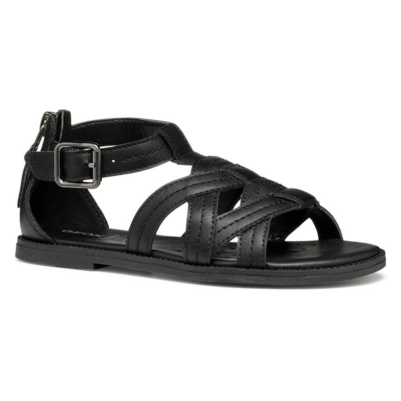 Geox Girls J Karly Sandal, Black, 5 UK