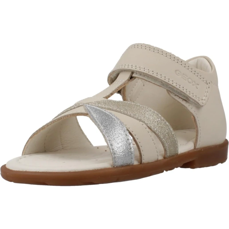 Geox B VERRED A, Girls’ Sandal, Lt Ivory/Platinum,