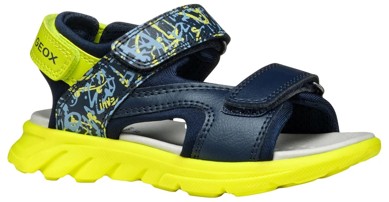 Geox J Sandal AIRADYUM BO, Navy/Lime, 5 UK