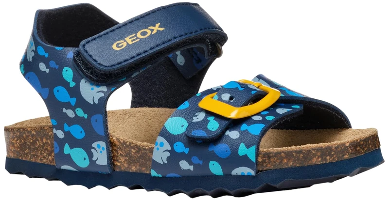 Geox B SANDAL CHALKI BOY, Boys’ Sandal, Navy/Yellow,