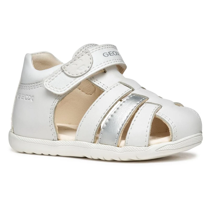 Geox Baby Girls B Sandal MACCHIA Gir, White/Silver, 6 UK Child