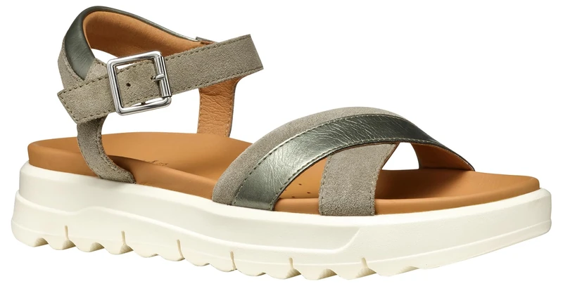 Geox Women's D XAND 2.1S B Flat Sandal, Sage/Dk Green, 4 UK