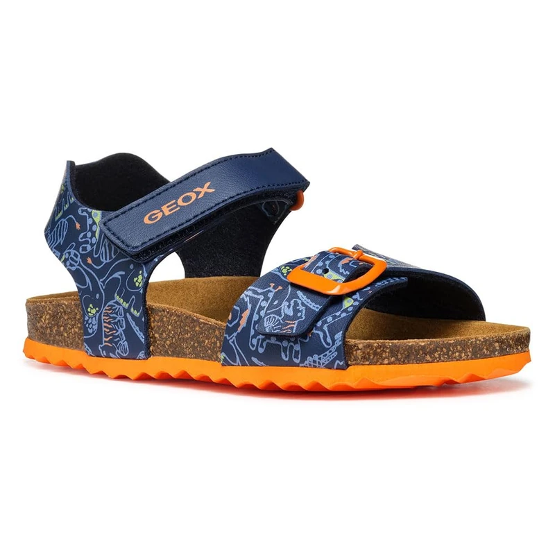 Geox J Ghita BOY B Sandal, Navy/Multicolor, 4.5 UK