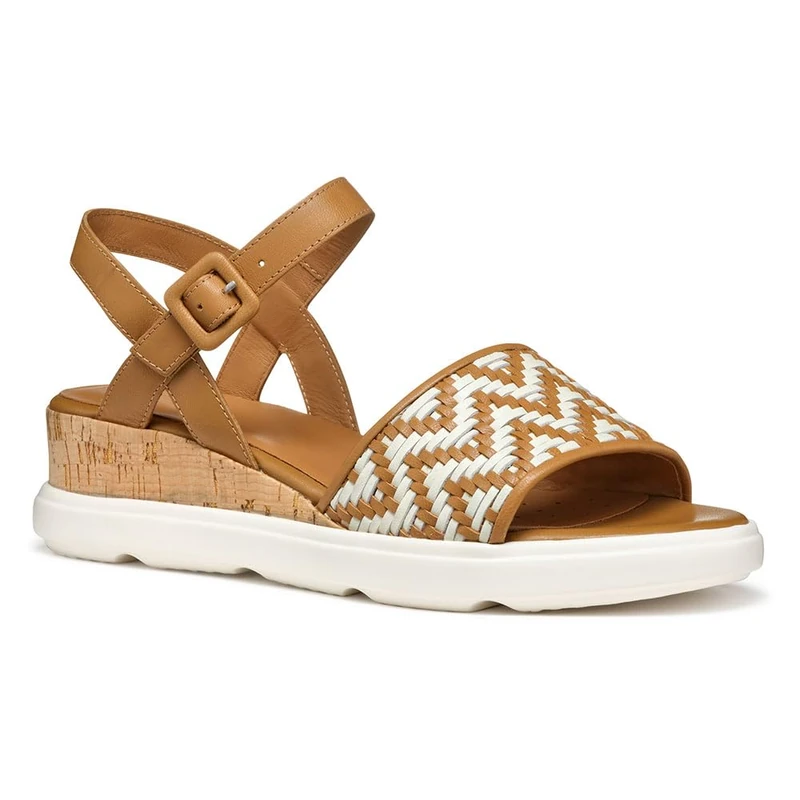 Geox Women's D PISA B Wedge Sandal - Camel/Papyrus, 5 UK