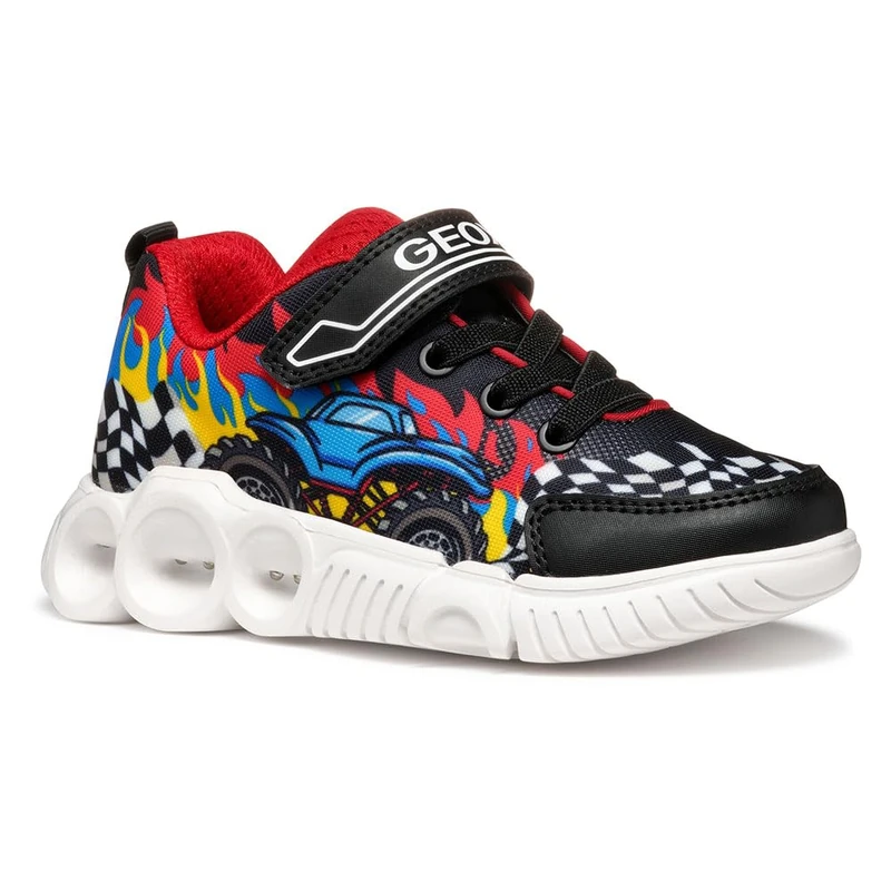 Geox J WROOM BOY D Sneaker, Black/Red, 0 UK