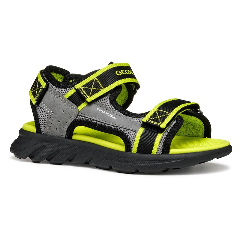 Geox J SANDAL AIRADYUM BO, Boys’ Sandal, Grey/Lime,