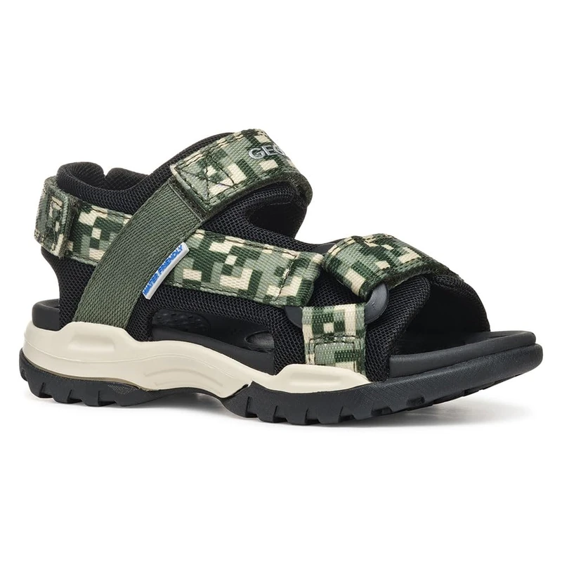 Geox J Borealis BOY E Sandal, Dk Green/Black, 1 UK