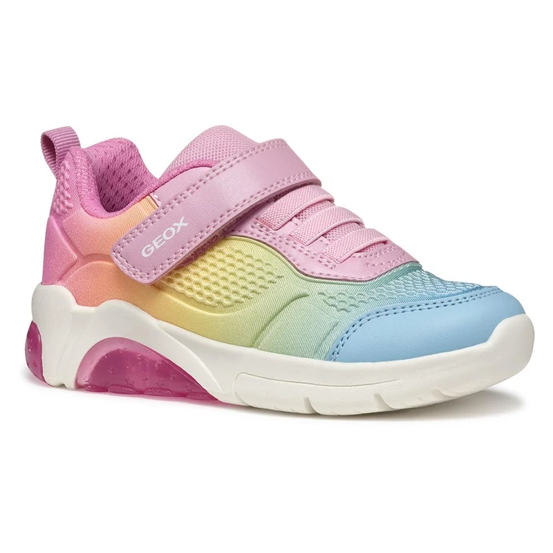 Geox Girls J Fadinlight C Sneaker, Pink Multicolor, 4.5 UK