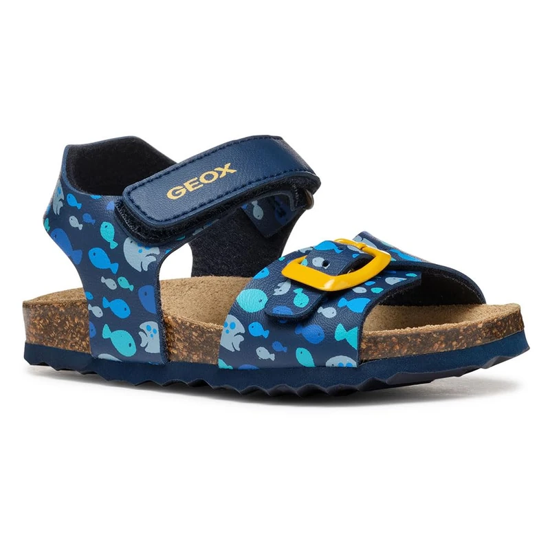 Geox Baby B Sandal CHALKI BOY, Navy/Yellow, 7 UK Child